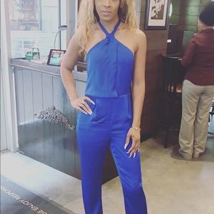Blue halter jumpsuit